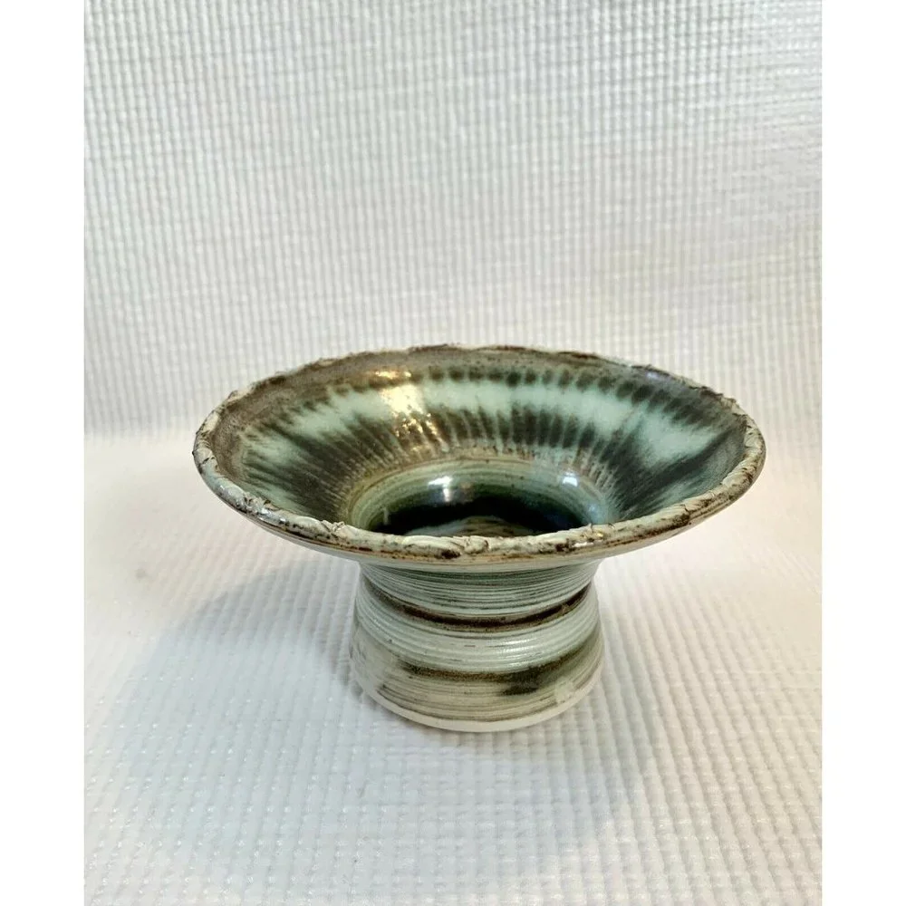 Vintage pottery ikebana vase Signed Oriental Japandi Minimalist - Picture 9 of 9